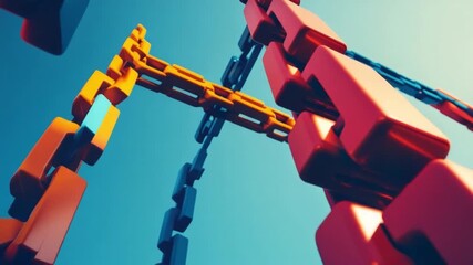 Sticker - This vibrant footage showcases linked chains in a striking abstract formation. Ideal for tech-related projects and creative expressions. Unleash your imagination. Generative AI
