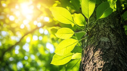 A vibrant, close-up photograph showcases a lush green tree.