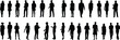 © Hasib World - Silhouette of diverse people, standing, walking, talking, interacting, black background, vector illustration, perfect for design, marketing, advertising, content