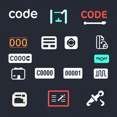 Code Icon Set Multiple Style Of