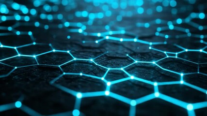 Abstract network of interconnected glowing hexagons tech data concept
