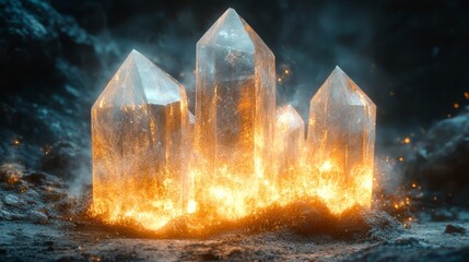 Wall Mural - Crystal Shard: A glowing, sharp crystal, perfect for representing magical materials. --ar 16:9 --stylize 750 --v 6.1 Job ID: 75cffcfc-38e8-4a21-ac71-be1d8c676035