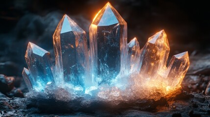 Wall Mural - Crystal Shard: A glowing, sharp crystal, perfect for representing magical materials. --ar 16:9 --stylize 750 --v 6.1 Job ID: 75cffcfc-38e8-4a21-ac71-be1d8c676035
