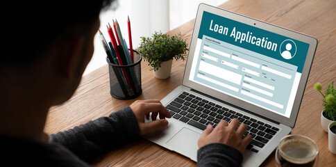 Wall Mural - online loan application form for modish digital information collection on the internet network
