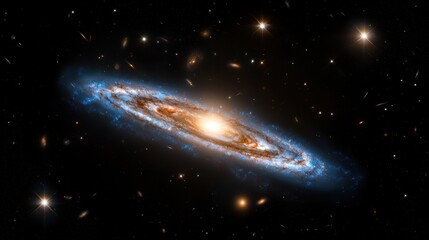 Wall Mural - a spiral galaxy with a bright yellow sun in the center