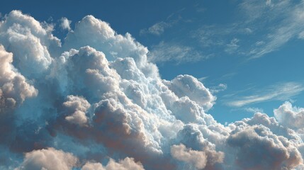 Wall Mural - Majestic cumulus clouds fill the bright blue sky during a sunny afternoon in Summer