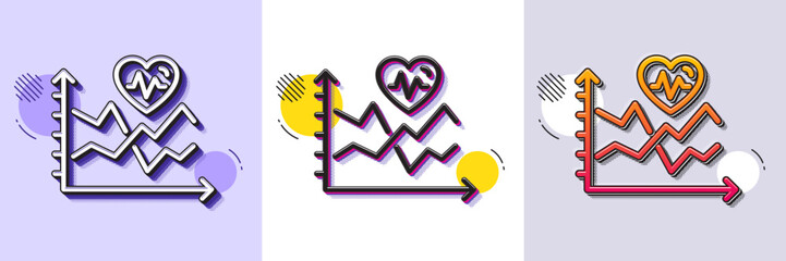 Wall Mural - cardio training chart line icon. halftone dotted pattern. gradient icon with grain shadow. fat burni