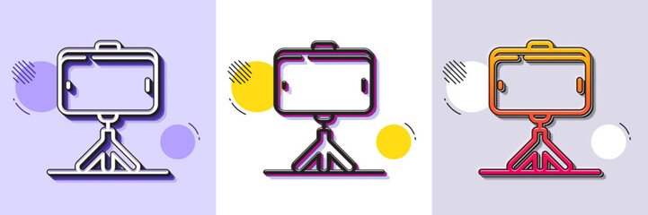 Wall Mural - selfie stick line icon. halftone dotted pattern. gradient icon with grain shadow. mobile accessories