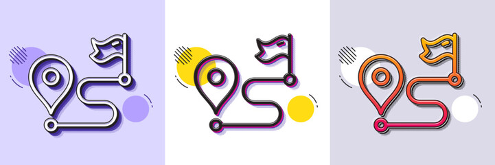 Wall Mural - journey line icon. halftone dotted pattern. gradient icon with grain shadow. road path sign. route m