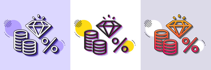 Wall Mural - money tax line icon. halftone dotted pattern. gradient icon with grain shadow. jewelry tax rate sign
