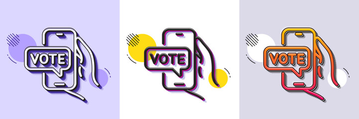 Wall Mural - online voting line icon. halftone dotted pattern. gradient icon with grain shadow. internet vote sig