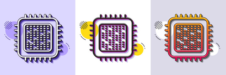 Wall Mural - cpu processor line icon. halftone dotted pattern. gradient icon with grain shadow. computer componen