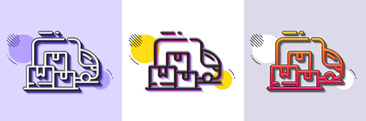 Wall Mural - delivery truck line icon. halftone dotted pattern. gradient icon with grain shadow. home moving sign