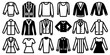 © Akken - Collection of Black and White Clothing Icons Featuring Jackets Sweaters and Dresses apparel fashion