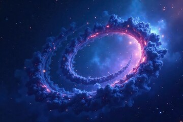 Wall Mural - Deep indigo cosmic swirl, textured with subtle light flares , space, design, galaxy