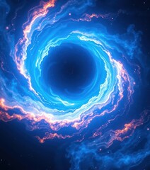 Wall Mural - Glowing blue nebula swirls, suggesting dark matter or wormholes, background, science fiction, blue