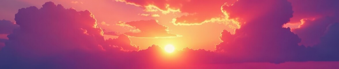 Wall Mural - Fiery orange, pink, and purple clouds ablaze at sunset , design, backdrop, colorful