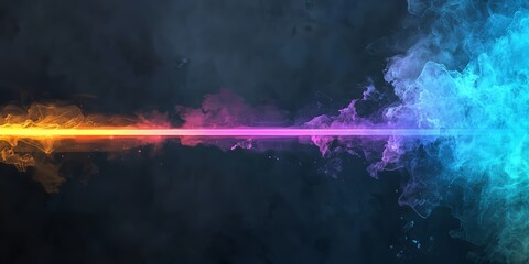 Wall Mural - colorful line of smoke is shown in the sky. the colors are orange, blue, and purple