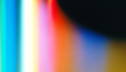Wall Mural - Abstract modern illustration in blurred gradient style with vertical bands and soft transitions. Features blue, cyan, white, pink, orange, and black colors with flowing, diffused shapes and soft light
