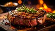 © Abu Hamzah Musa - Gourmet grilled beef steak with fresh rosemary and peppercorns, seared to perfection on a rustic wooden cutting board