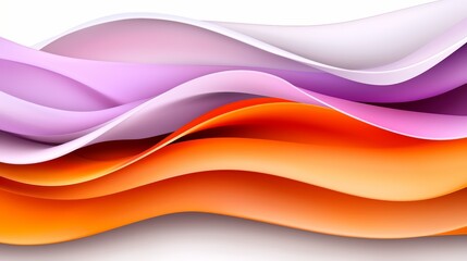 Wall Mural - series of orange and pink waves on a white background. the waves are of different sizes and colors, 