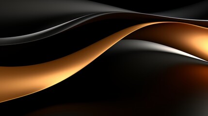 Wall Mural - the image is a black and gold wave pattern. the waves are flowing and curving, creating a sense of m