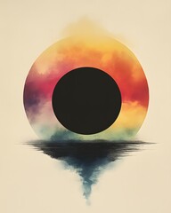 Wall Mural - A solar eclipse casts the moon's dark circle against the sun's bright corona in space