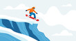 © MUHAMMAD - Snowboarder Performing Trick Off Cliff In Mountain Winter Landscape Illustration