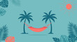 © KURNIA - Tropical relaxation illustration featuring hammock, palm trees, and sun design