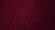 © makmurriansyah - Luxurious dark red damask wallpaper with a vintage embossed ornamental pattern.