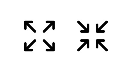 Expand and collapse icon. Fullscreen and exit full screen symbol. Maximize and minimize arrow concept