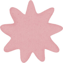 Pink starburst shape with rough texture and irregular edges