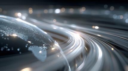 Canvas Print - digital network: illustrating a flowing digital network, with data streams weaving across a futurist