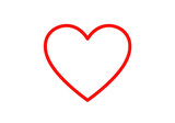 Red heart outline isolated on transparent background