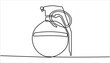 © Creative Tania - Continuous one line drawing of hand grenade. One line drawing illustration of grenade bomb. Soldier equipment concept single line, Editable outline.