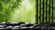 © Mohammad - Zen stones and bamboo stalks with a blurred green background