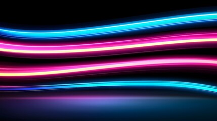Wall Mural - the image features a mesmerizing abstract design with neon-colored waves in blue, pink, and yellow a