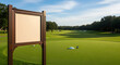 © Ruby Room Studio - A blank sign board with an elegant wooden frame near the first tee of a pristine and exclusive golf course