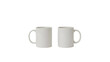 © Mamer - Two white ceramic mugs isolated on a white background, perfect for coffee, tea, or hot beverages.