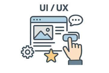 ui ux design concept. user-friendly interface development. website page wireframe with hand clicking