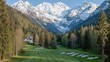 © almar - Snowy mountain peaks frame a golf course nestled in a valley