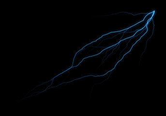 Wall Mural - abstract image of blue electric energy flowing, resembling a lightning bolt or energy stream against