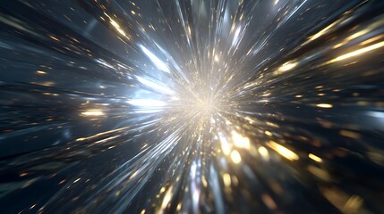 Wall Mural - futuristic warp speed tunnel with bright lights and motion blur, creating a dynamic and abstract bac