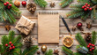 © NasimaNasrin - Rustic Christmas Flatlay With Notepad And Natural Decorations