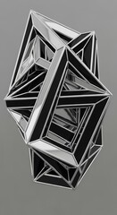 Abstract geometrical framework with reflective surfaces creating a futuristic form