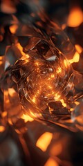 Wall Mural - abstract orange and black sphere with glowing lights and intricate textures, creating a mesmerizing 