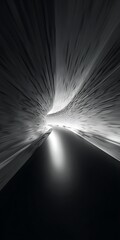 Wall Mural - a monochrome tunnel with a bright light at the end, creating a sense of perspective and depth, with 