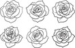 © MstJannatun - set of rose line art, coloring book page line art drawing, vector and illustration