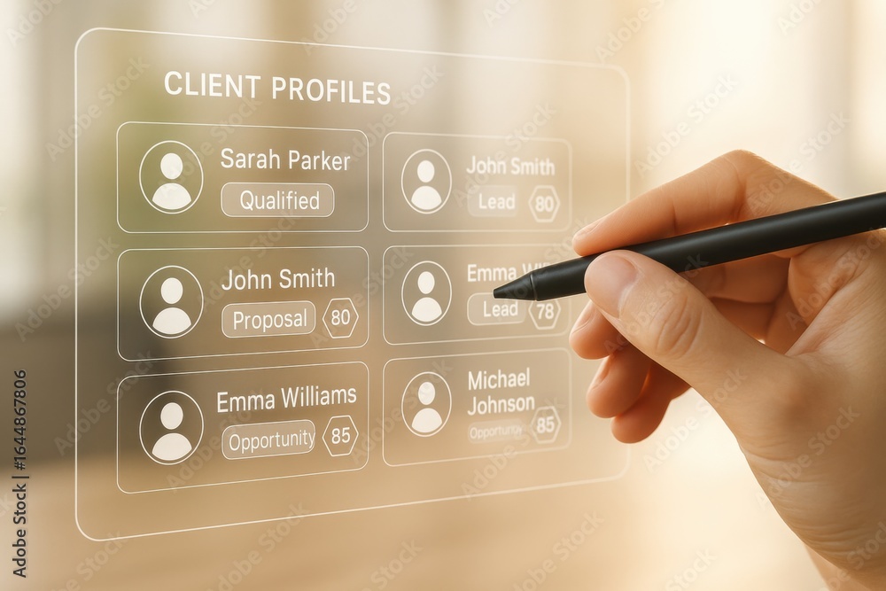 Client Profiles Dashboard with Status Labels and Qualification Scores ...