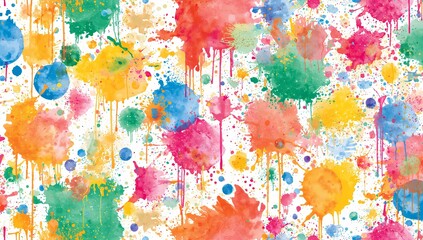 Wall Mural - colorful splashes and drips creating a vibrant and dynamic abstract composition on an isolated